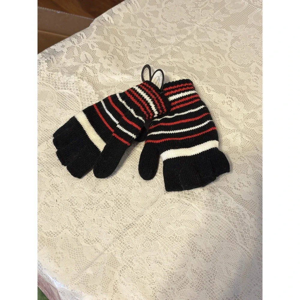 Disney Minnie Mouse Sequin Ears Headband & Striped Knit Gloves Accessory Set